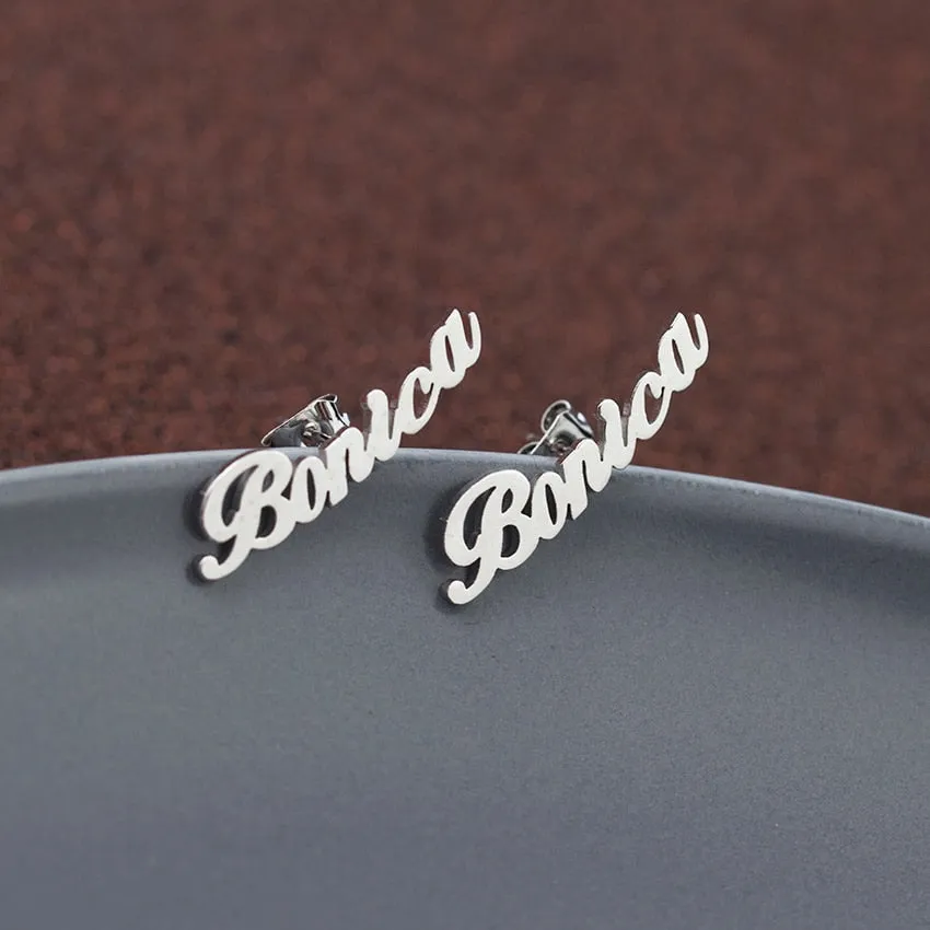 1 Pair Custom Name Stud Earrings