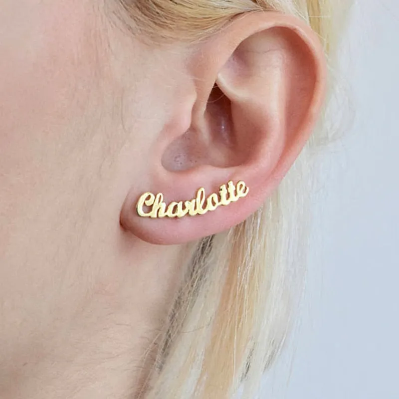 1 Pair Custom Name Stud Earrings
