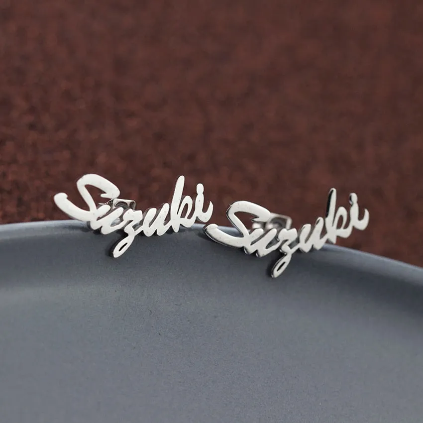 1 Pair Custom Name Stud Earrings