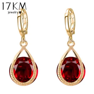 17KM  Long Crystal Water Drop Earrings Brincos Boucle Oreille Gold Color And Silver Color Earrings For Women Accessories