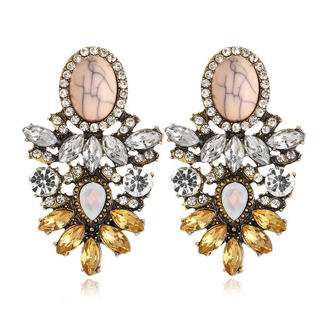 17KM Vintage Big Crystal Flower Drop Earring for Women 2017 New Fashion Rhinestones Earrings Best Friends Gift Statement Jewelry