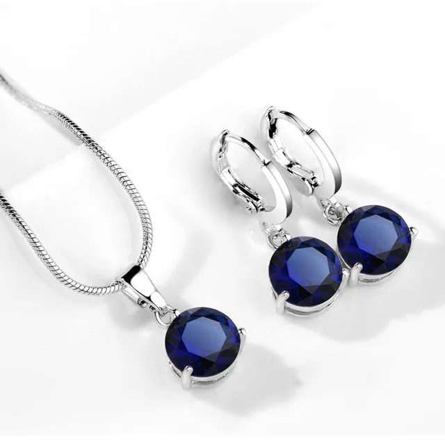 19 Colors Promotion New Silver Color Necklace Stud Earring Jewelry Set for Brides Bridal Bridesmaid Wedding Jewelry Sets JS0003