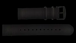 2 Piece 22mm PVD Black NATO Military Watch Strap in Ballistic Nylon