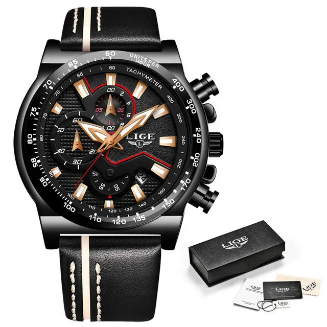 2019 New LIGE Blue Wristwatch Mens Watches