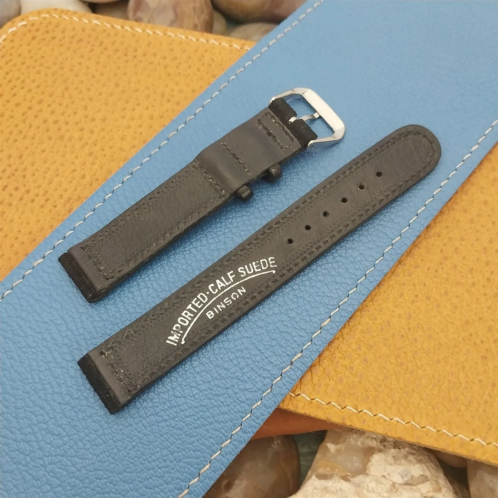 5/8" Binson USA Black Suede Unused 1940s Vintage Watch Band