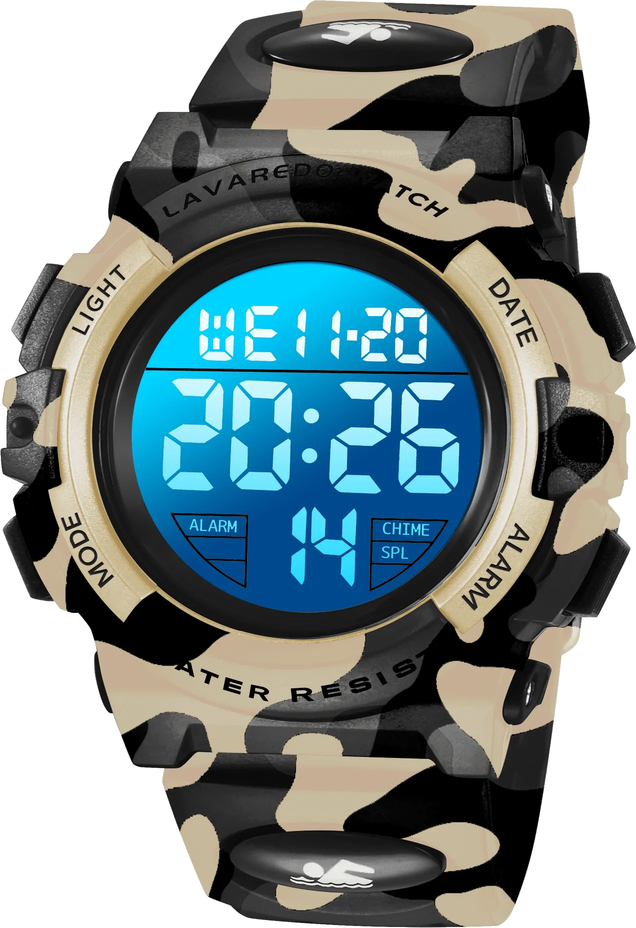A ALPS Watches for Kids Boys Girls Digital Outdoor Waterproof Sport LED Light Stopwatch Child Wristwatch Blue