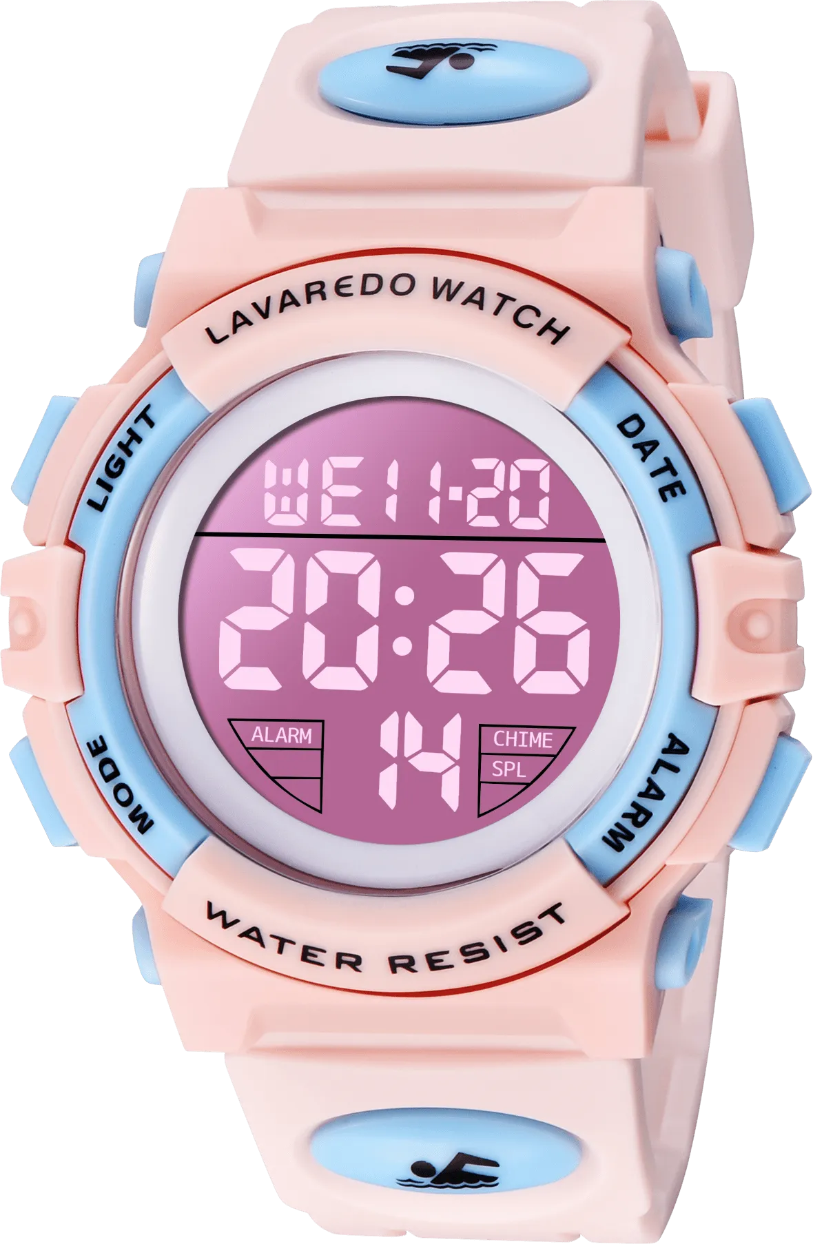 A ALPS Watches for Kids Boys Girls Digital Outdoor Waterproof Sport LED Light Stopwatch Child Wristwatch Blue