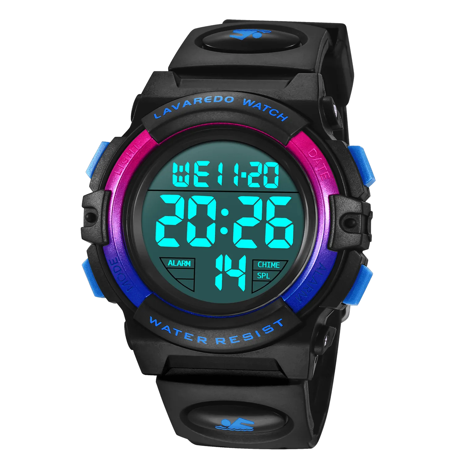 A ALPS Watches for Kids Boys Girls Digital Outdoor Waterproof Sport LED Light Stopwatch Child Wristwatch Blue