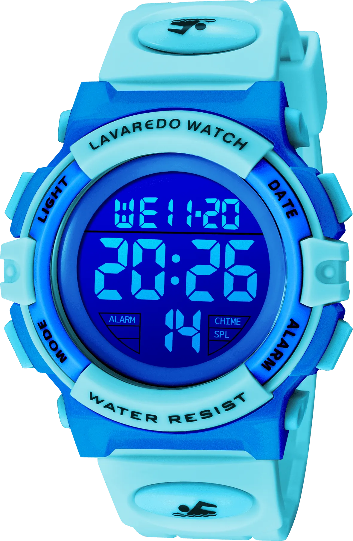 A ALPS Watches for Kids Boys Girls Digital Outdoor Waterproof Sport LED Light Stopwatch Child Wristwatch Blue