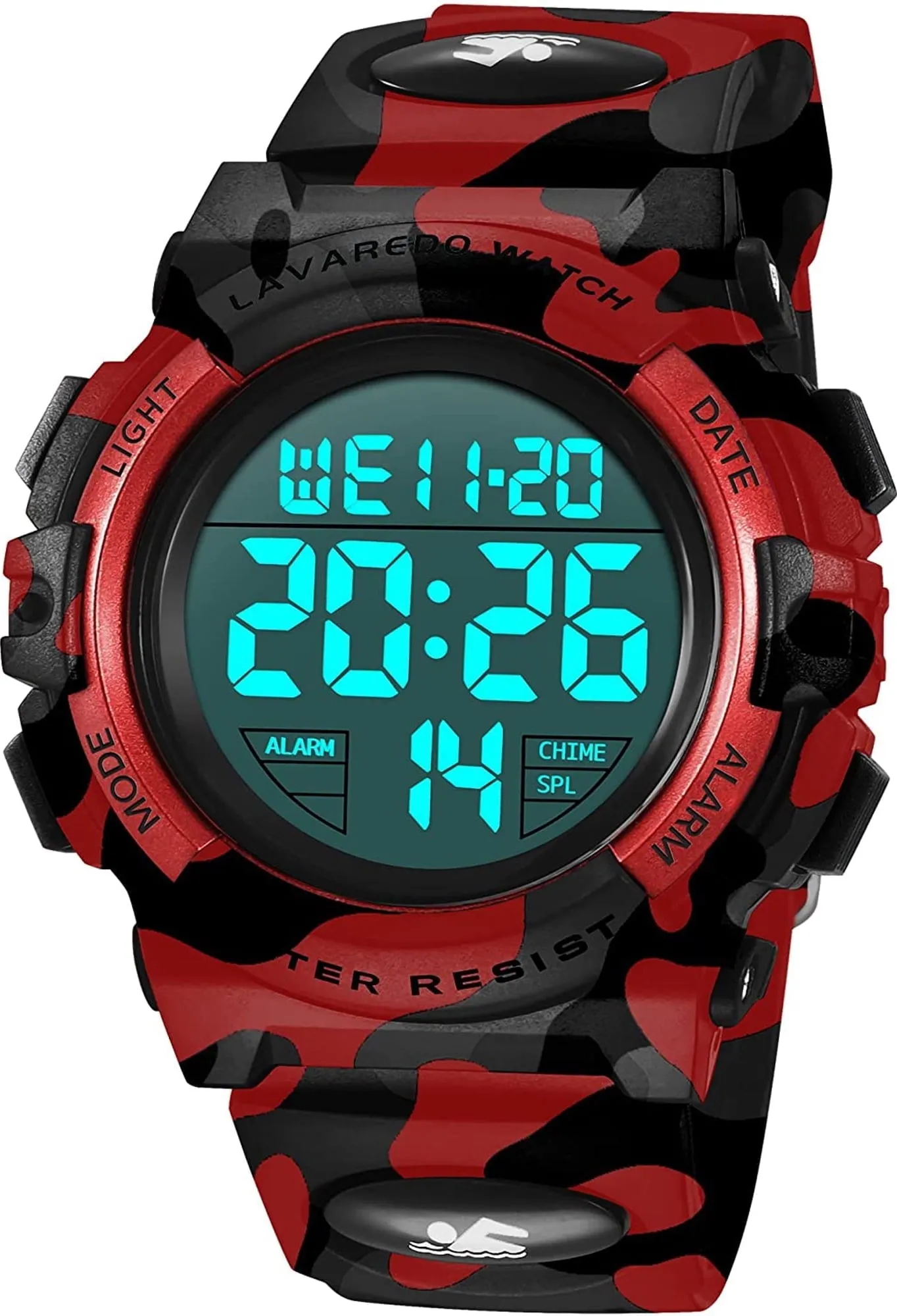 A ALPS Watches for Kids Boys Girls Digital Outdoor Waterproof Sport LED Light Stopwatch Child Wristwatch Blue