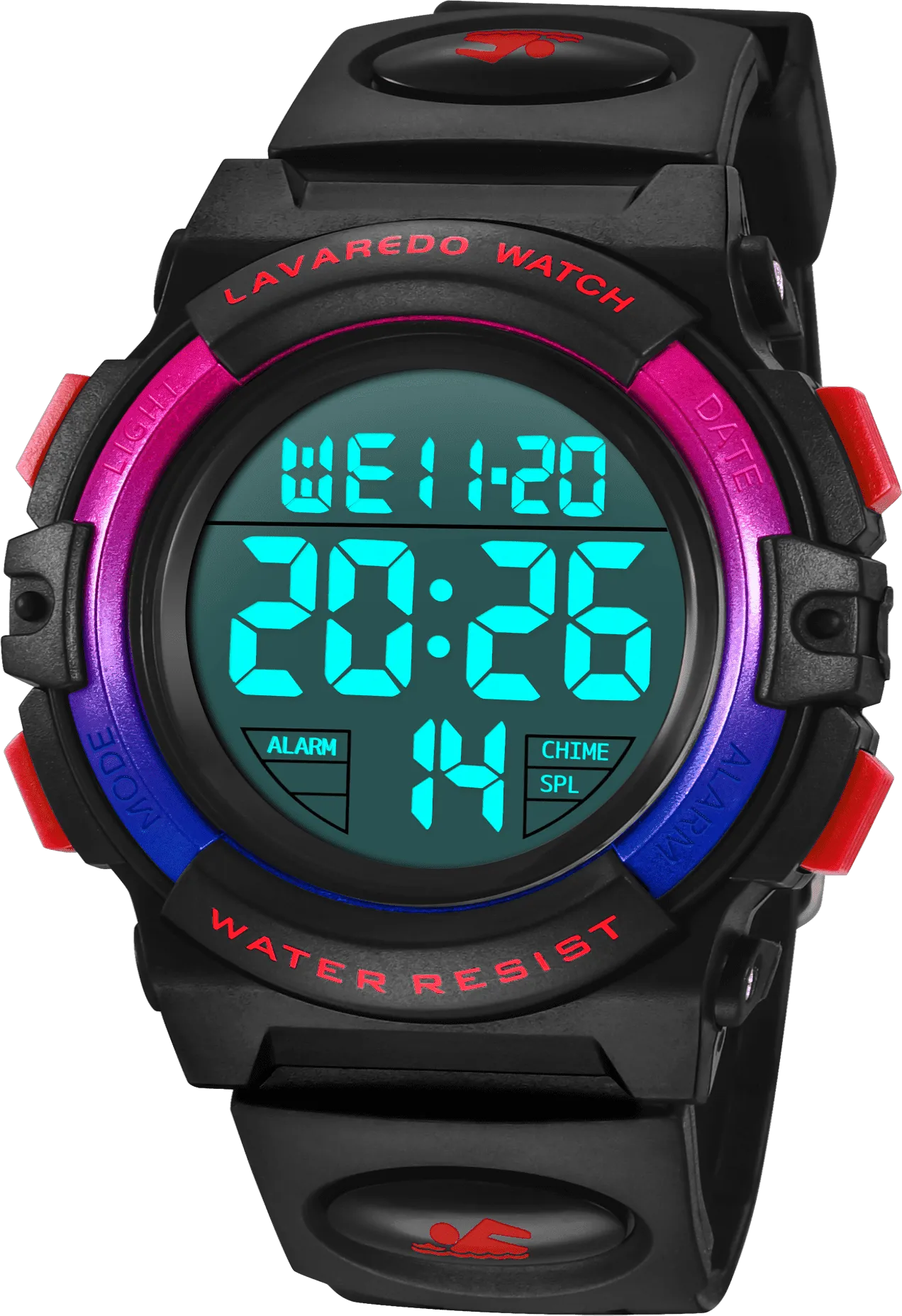 A ALPS Watches for Kids Boys Girls Digital Outdoor Waterproof Sport LED Light Stopwatch Child Wristwatch Blue