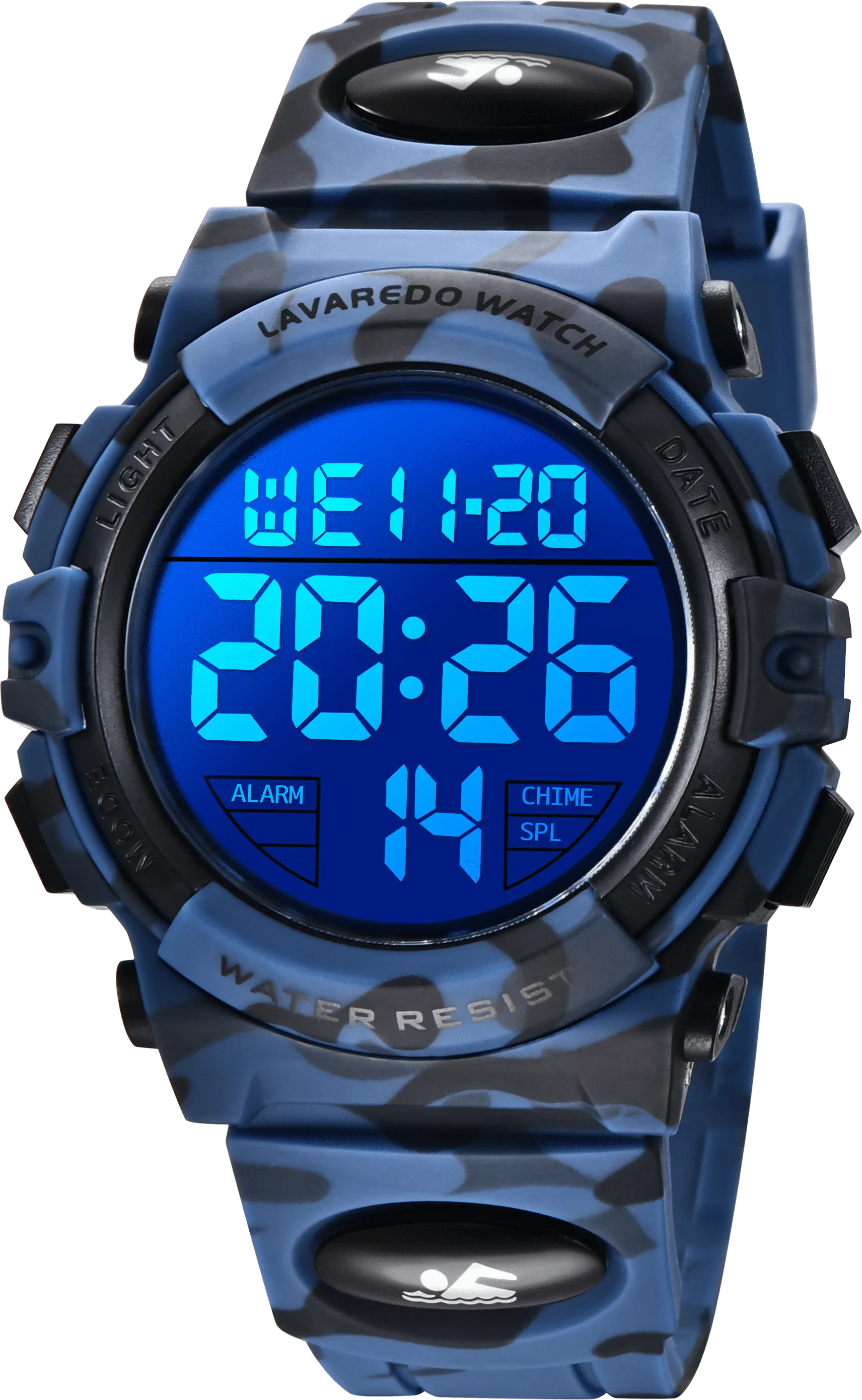 A ALPS Watches for Kids Boys Girls Digital Outdoor Waterproof Sport LED Light Stopwatch Child Wristwatch Blue