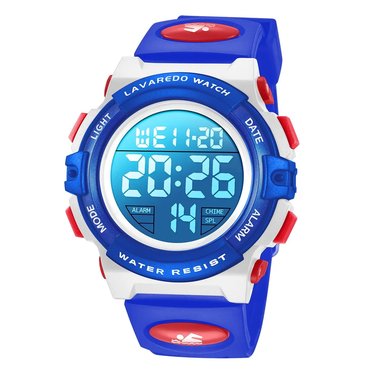 A ALPS Watches for Kids Boys Girls Digital Outdoor Waterproof Sport LED Light Stopwatch Child Wristwatch Blue