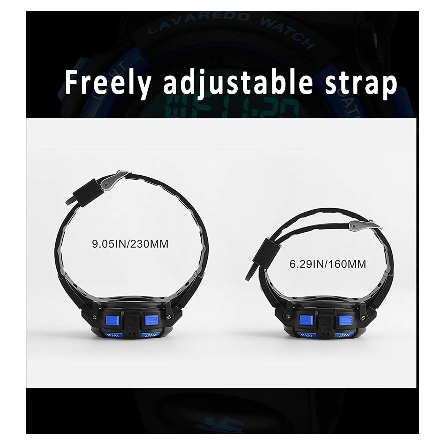 A ALPS Watches for Kids Boys Girls Digital Outdoor Waterproof Sport LED Light Stopwatch Child Wristwatch Blue