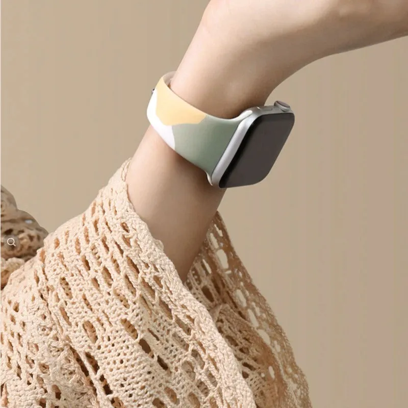 Abstract Print Durable Silicon Replacement Bands for Apple Watches