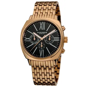 Akribos XxivBlack Dial Rose Tone Stainless Steel Men's Watch AK636RG