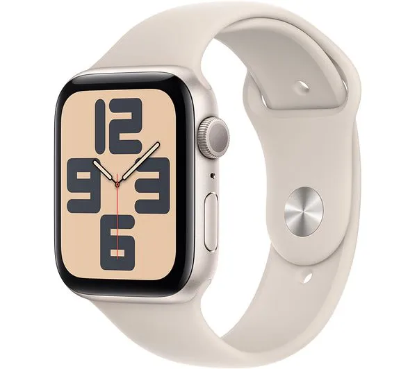 Apple Watch SE 2 GPS, 44mm Starlight Aluminium Case with Starlight Sport Band - M/L - Pristine