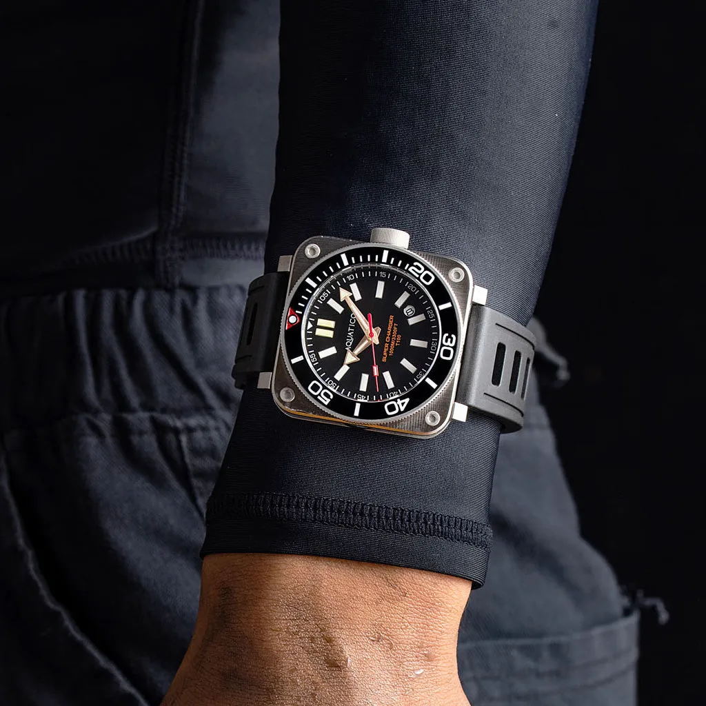 Aquatico Steel Man Black Dial Ceramic Bezel Watch (NH35)