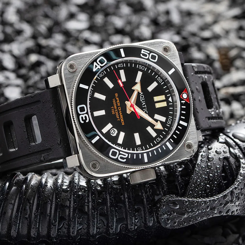 Aquatico Steel Man Black Dial Ceramic Bezel Watch (NH35)
