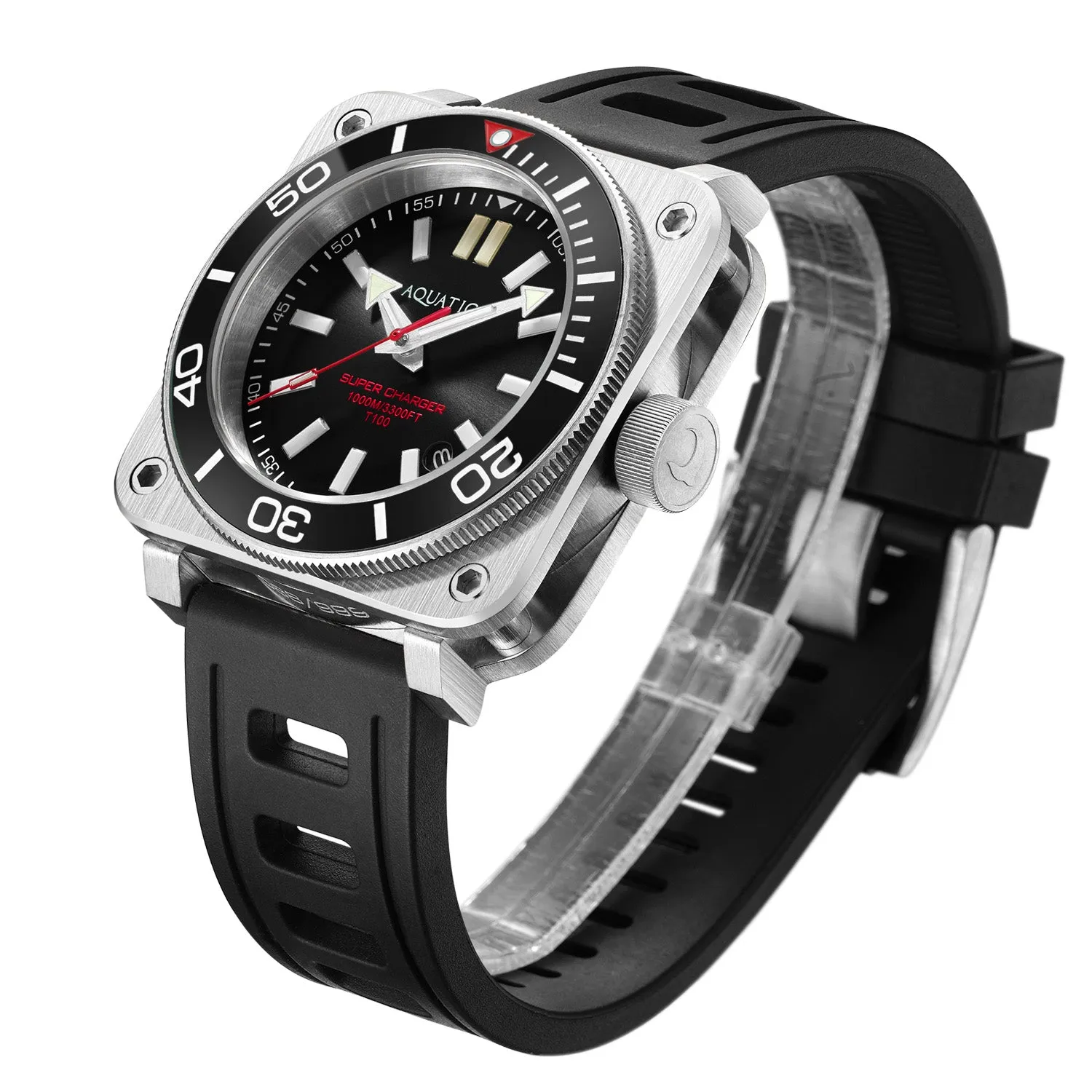 Aquatico Steel Man Black Dial Ceramic Bezel Watch (NH35)