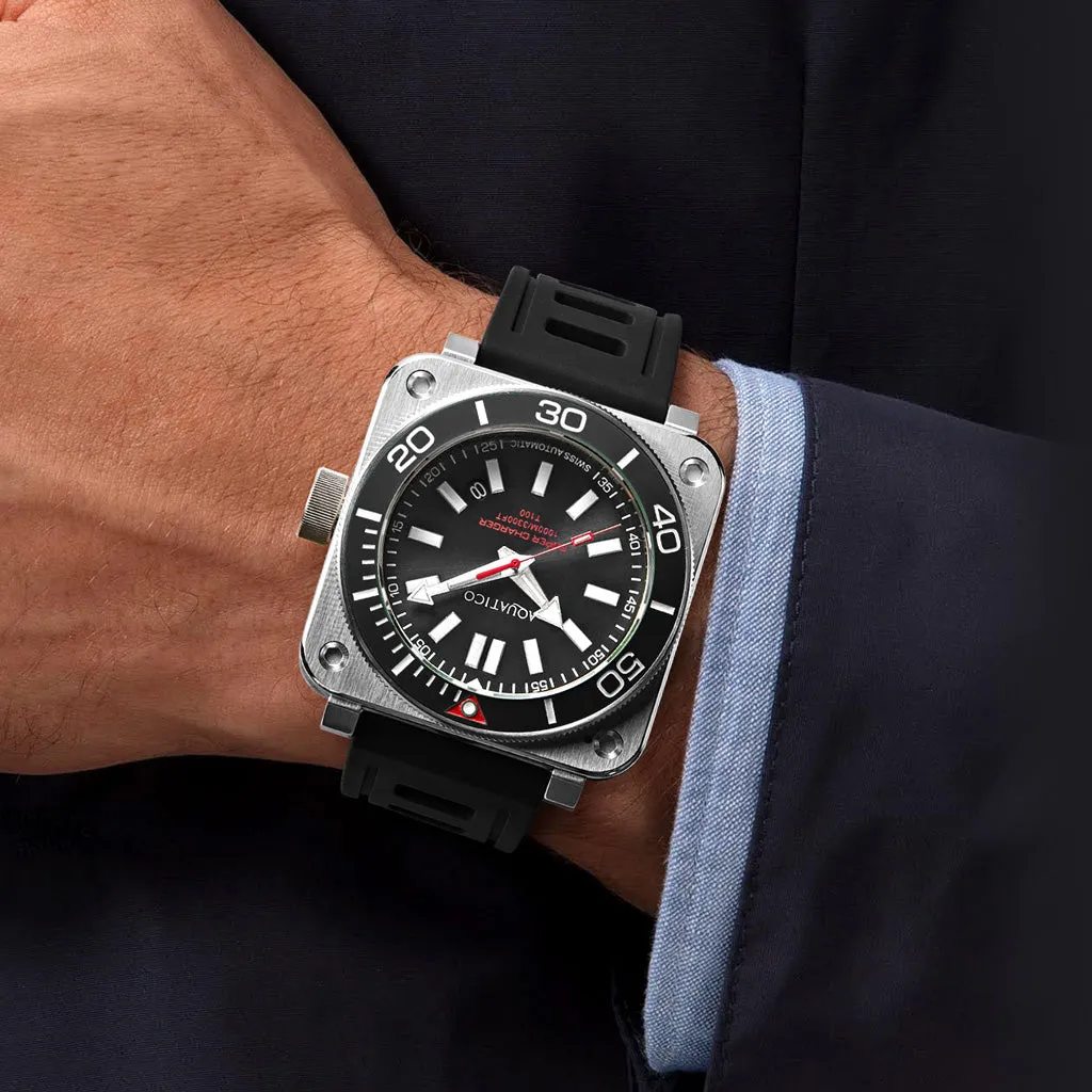 Aquatico Steel Man Black Dial Ceramic Bezel Watch (NH35)