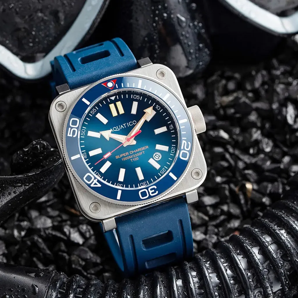 Aquatico Steel Man Blue Dial Ceramic Bezel Watch (NH35)