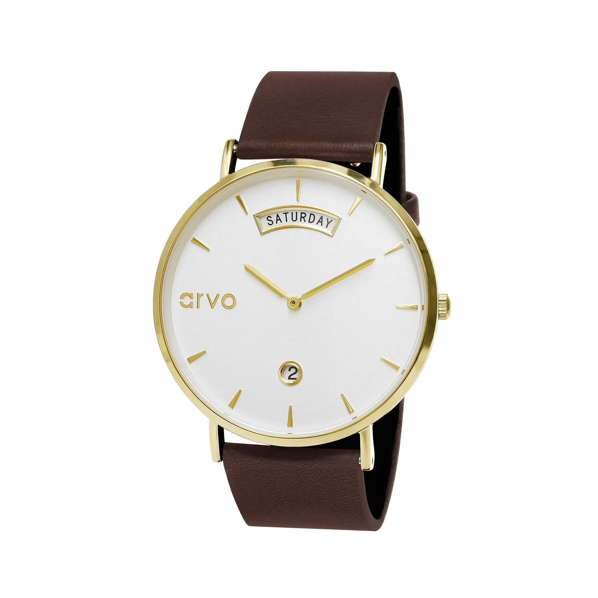Arvo Awristacrat Watch-Gold-Saddle Leather Band by Arvo