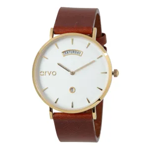 Arvo Awristacrat Watch-Gold-Saddle Leather Band by Arvo
