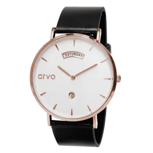 Arvo Awristacrat Watch - Rose - Black Leather by Arvo