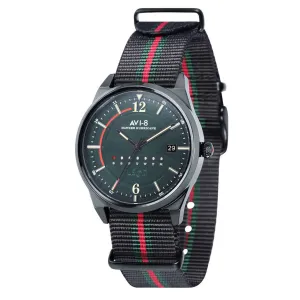 AVI-8 Hawker Hurricane Wingman Japanese Quartz Flag Black Men's Watch AV-4044-03
