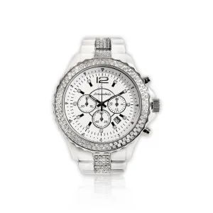 Avianne & Co White Ceramic Diamond Watch 3.83 ctw