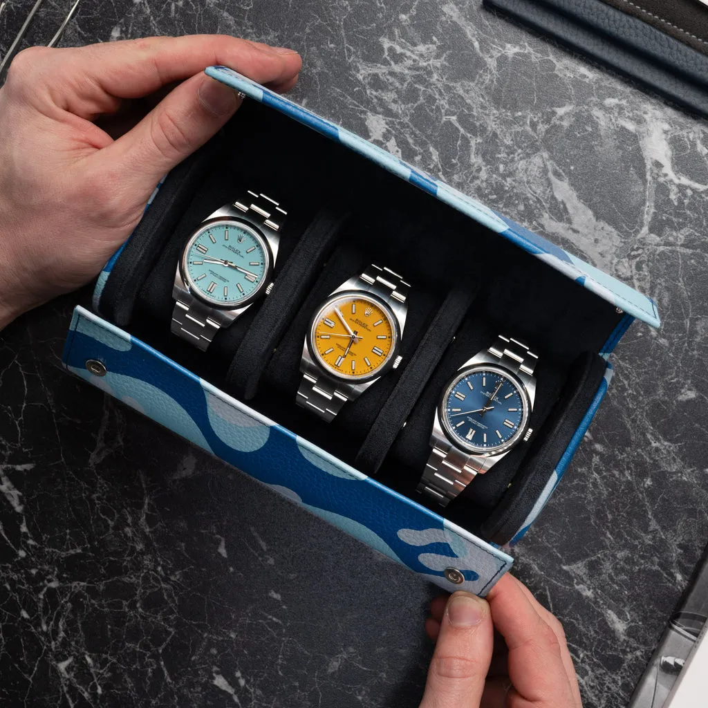 Azure Camo Watch Roll – Three Watches