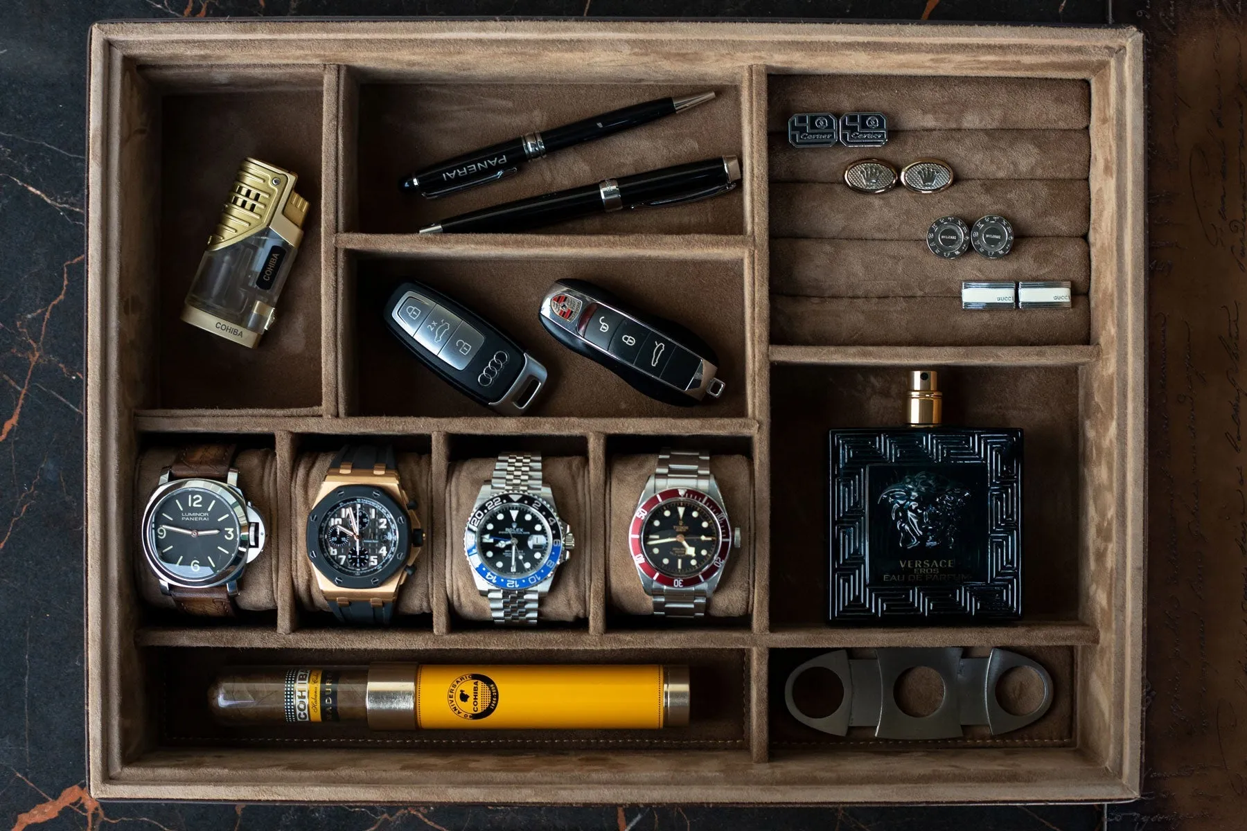 Barhion Daily Routines Tray - Parchment Patina Java Brown