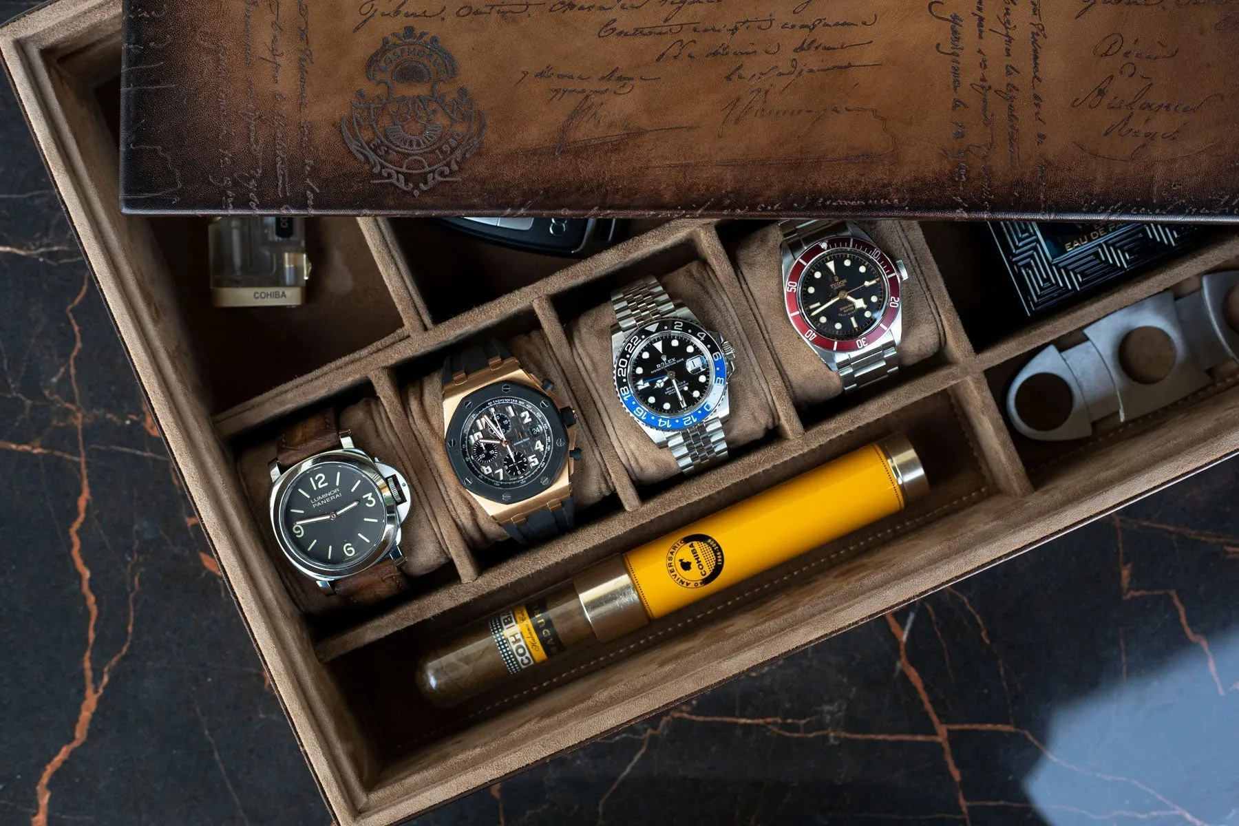 Barhion Daily Routines Tray - Parchment Patina Java Brown