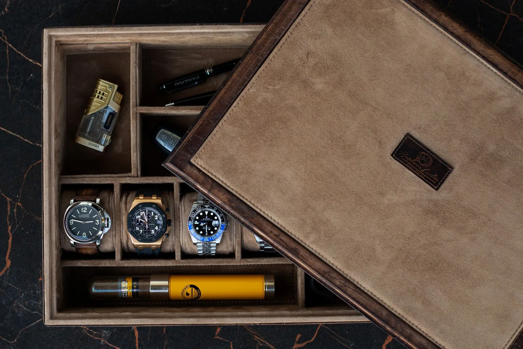 Barhion Daily Routines Tray - Parchment Patina Java Brown