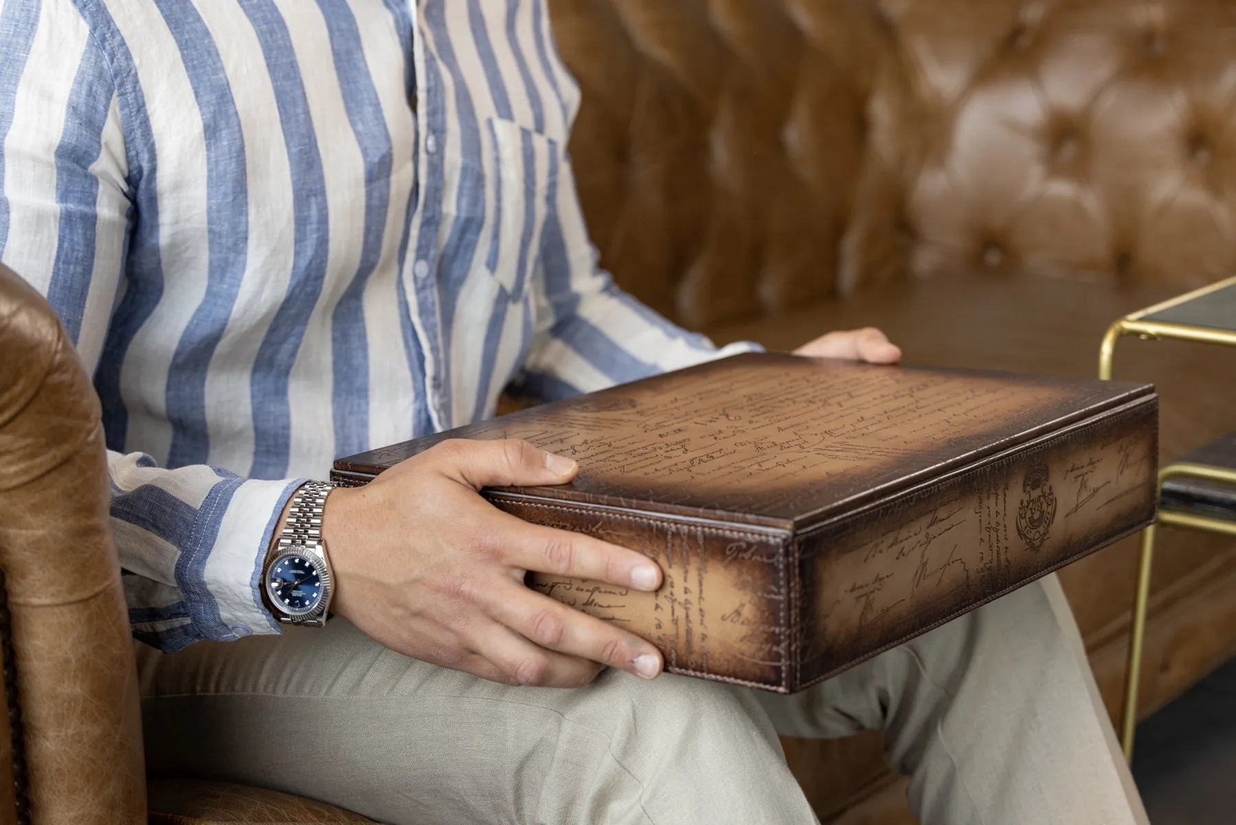 Barhion Daily Routines Tray - Parchment Patina Java Brown