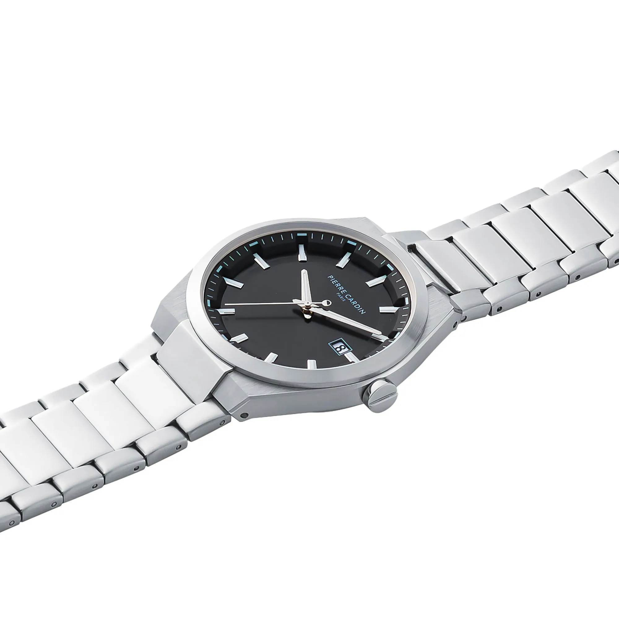 Batignolles Robust Stainless Steel watch with Black Dial with a Metal Links Strap