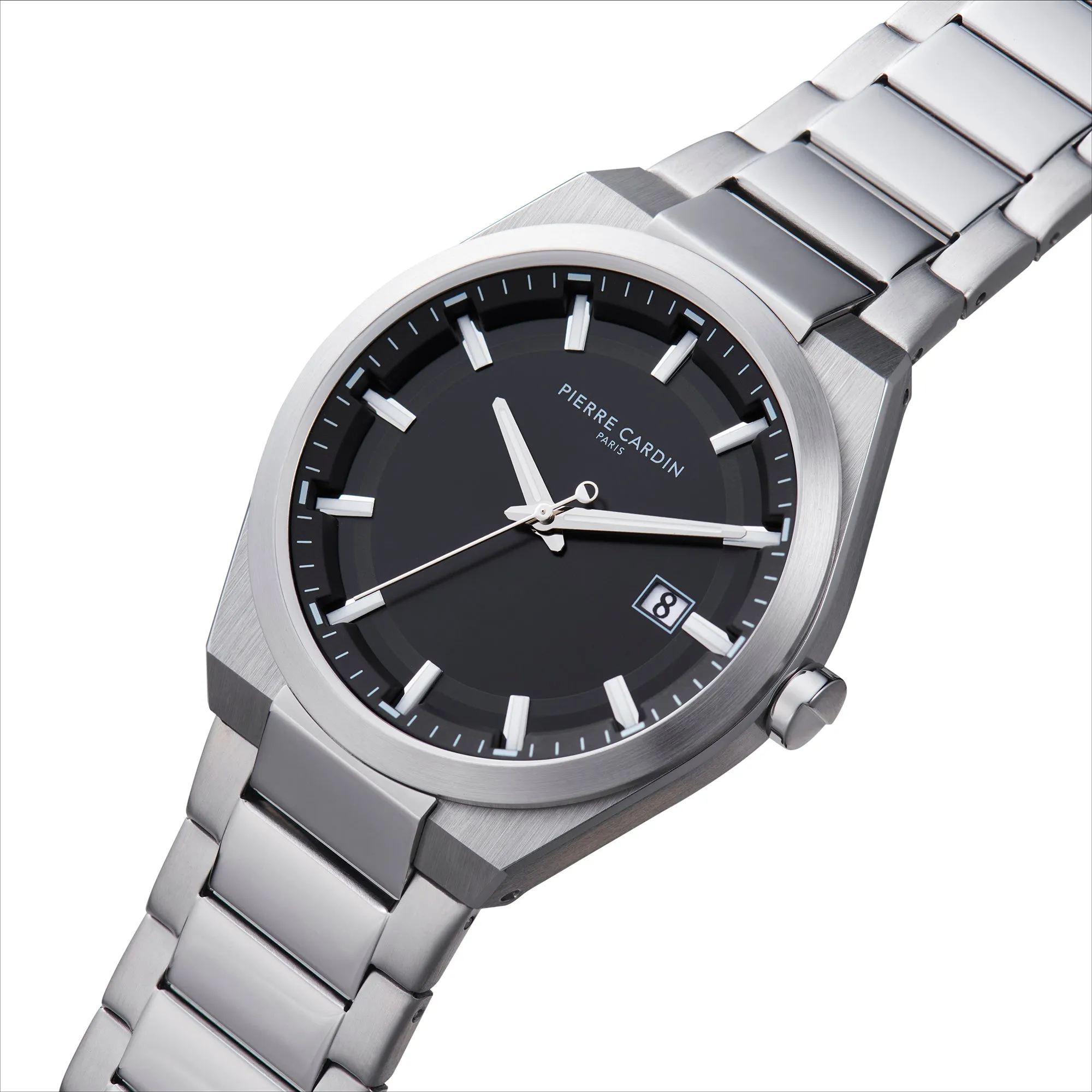 Batignolles Robust Stainless Steel watch with Black Dial with a Metal Links Strap