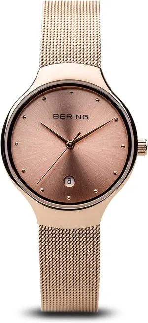 Bering CLASSIC COLLECTION Rose Gold Case Dial with Date & Milanese Strap