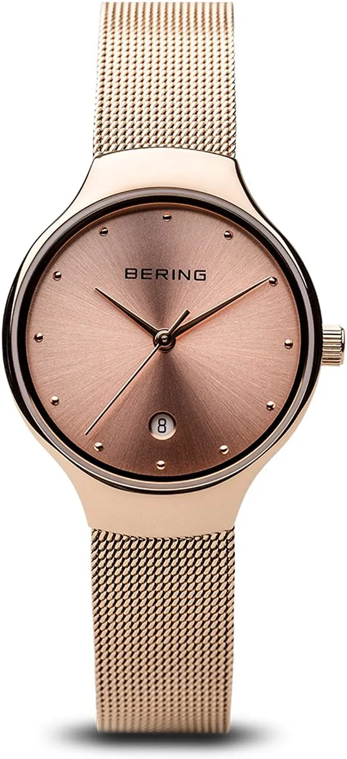 Bering CLASSIC COLLECTION Rose Gold Case Dial with Date & Milanese Strap