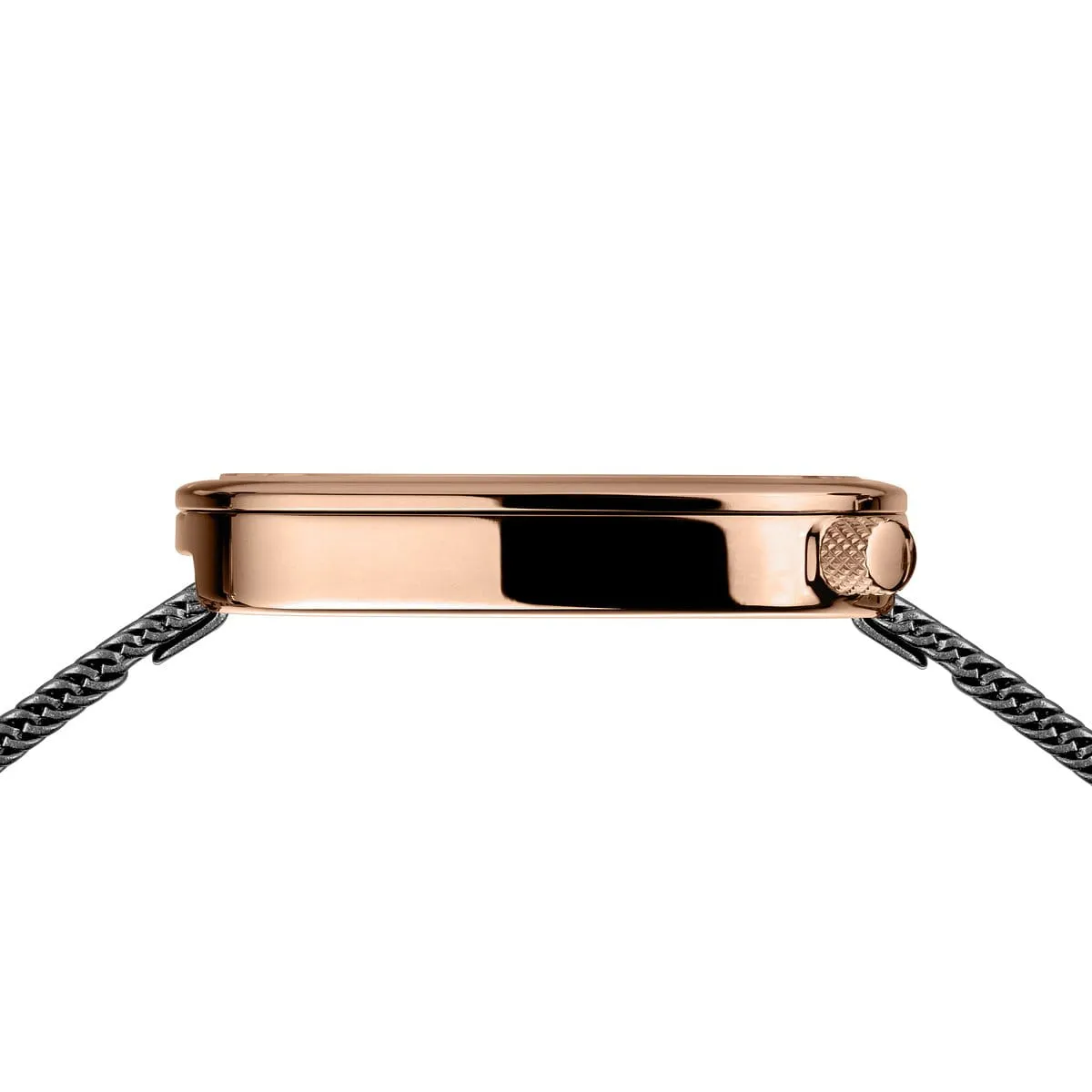 Bering Rose Gold & Grey Stainless Steel Mesh Pebble Watch with Grey Dial