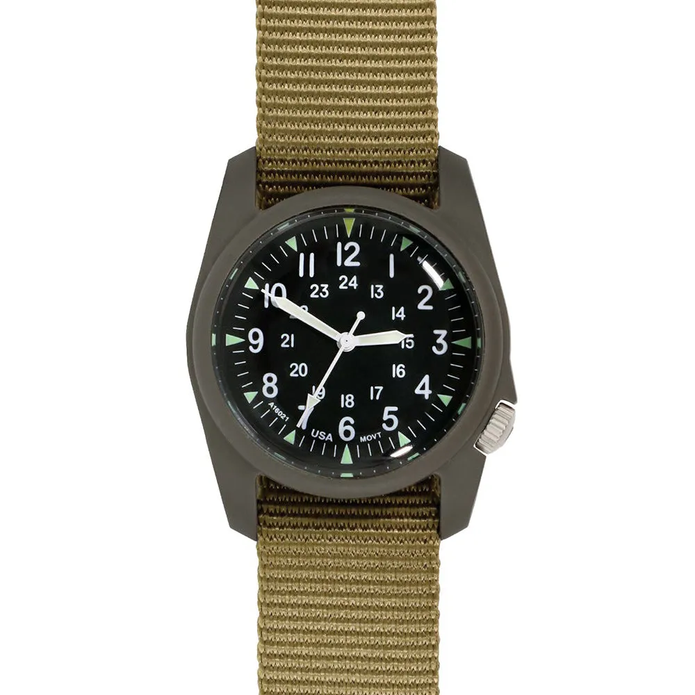 Bertucci Black Dial Dark Olive Case RETROFORM KHAKI Nylon Band Wrist Watch - 11601