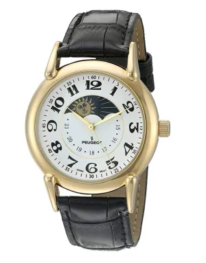 Black Constellation Watch Astro Celestial Sun Timepiece Luxury Vintage Muller Leather