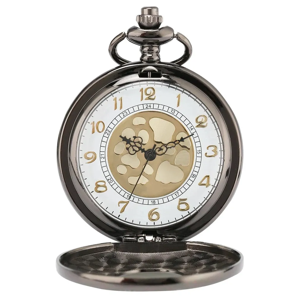Black Roman Numerals Quartz Pocket Watch