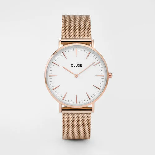 Boho Chic Mesh Rose Gold/White Watch