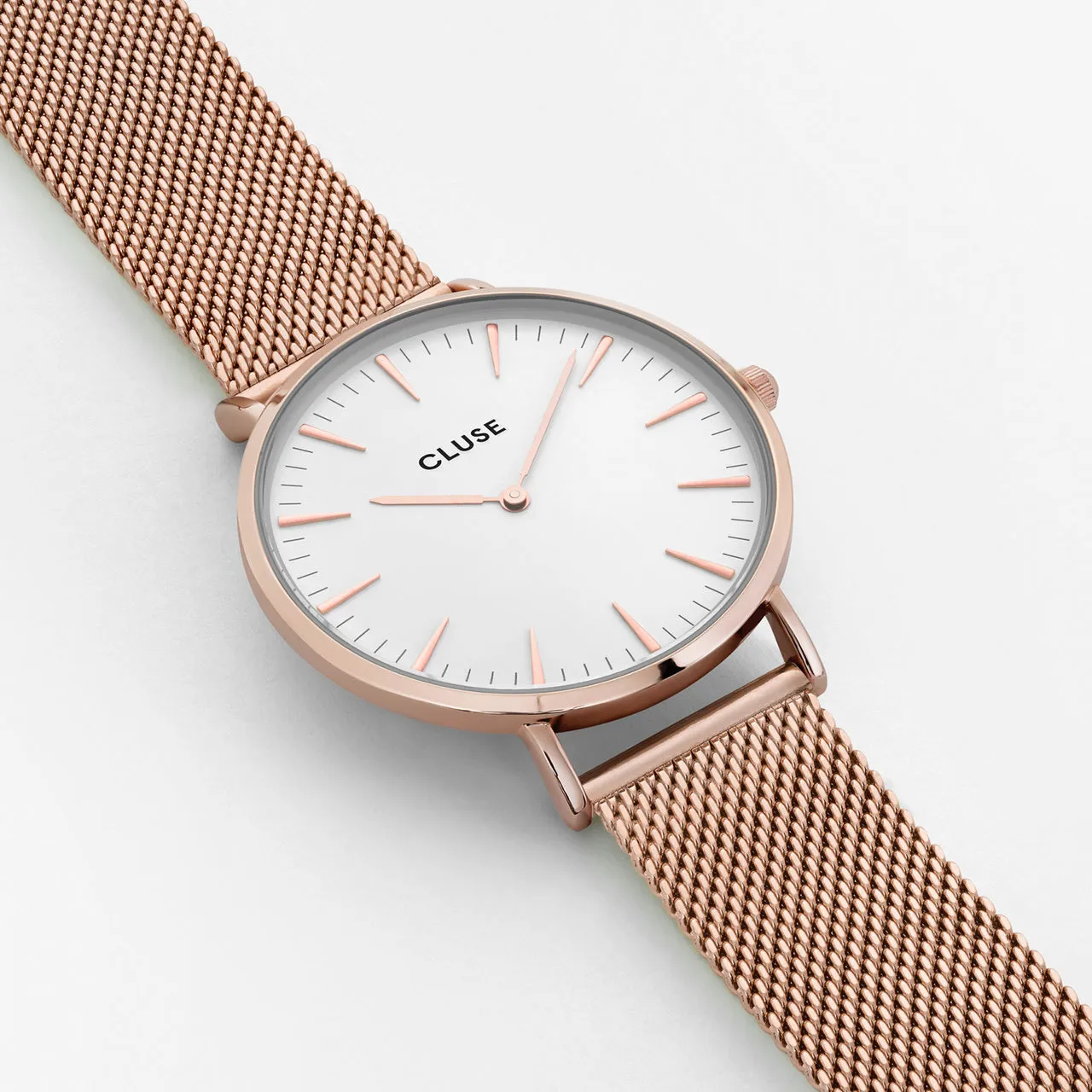 Boho Chic Mesh Rose Gold/White Watch