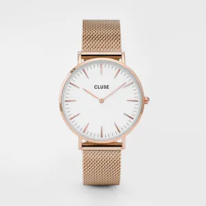 Boho Chic Mesh Rose Gold/White Watch