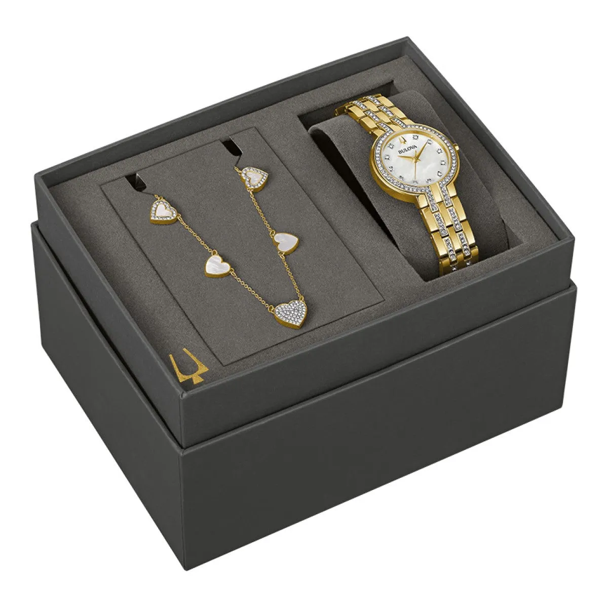 Bulova Crystal Collection Watch and Heart Necklace Set. 98X138