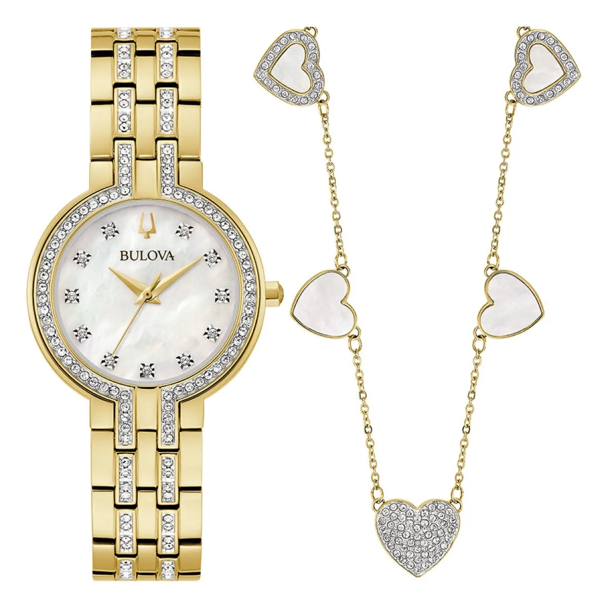 Bulova Crystal Collection Watch and Heart Necklace Set. 98X138