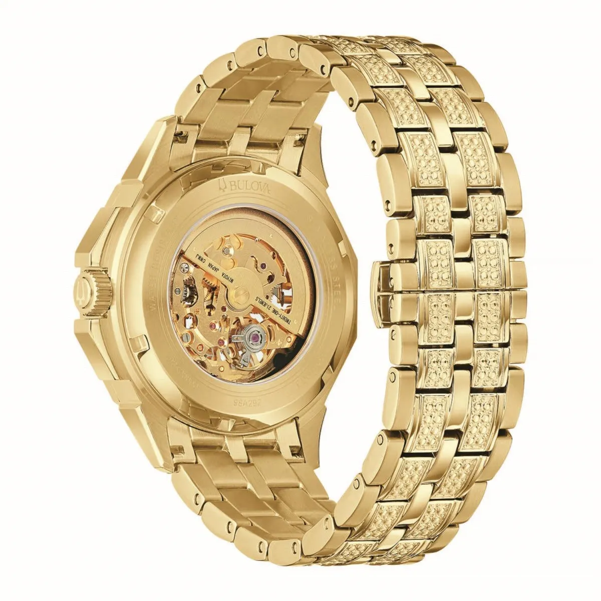 Bulova Watch with 41MM Open Face Skeleton Round Dial and Stainless Steel Bracelet. 98A292